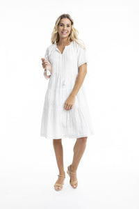 OT- White Eyelet Short Sleeve Dress