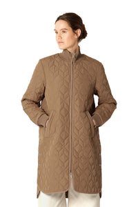 Art06 Mocca Diamond Quilted Knee Length Jacket