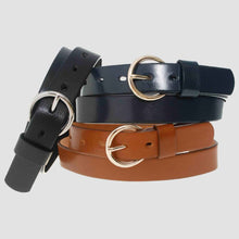 Load image into Gallery viewer, Leather Belt With Shiny Round Buckle
