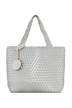 Load image into Gallery viewer, Reversible Woven Tote in Egg White/Silver
