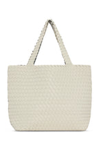 Load image into Gallery viewer, Reversible Woven Tote in Egg White/Silver
