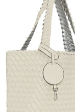 Load image into Gallery viewer, Reversible Woven Tote in Egg White/Silver

