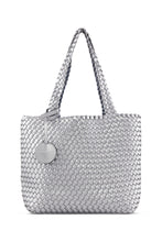Load image into Gallery viewer, Reversible Woven Tote in Orion Blue/Silver
