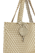Load image into Gallery viewer, Reversible Woven Tote in Gold/Silver
