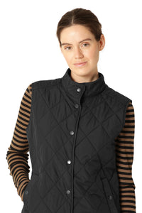 Beat01 Short Black Quilted Button Front Vest
