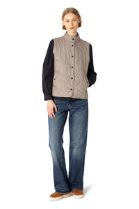 Beat01 Short Greige Quilted Button Front Vest