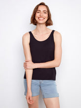 Load image into Gallery viewer, Black 2 Way-Round &amp; V Neck Bamboo Cami
