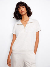 Load image into Gallery viewer, Light Grey Soft Scuba Short Sleeve Half-Zip Top
