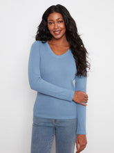 Load image into Gallery viewer, Storm Tencel Rib V-Neck Long Sleeve Top
