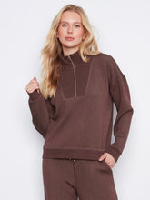 Load image into Gallery viewer, H. Espresso Soft Scuba Half-Zip Sweatshirt
