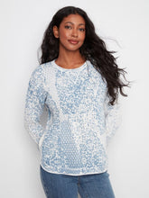Load image into Gallery viewer, Damask Printed Cotton Crew Neck Sweater
