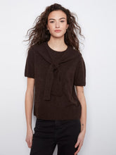 Load image into Gallery viewer, Short Sleeve Sweater With Sleeve Detail in Coffee
