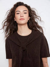 Load image into Gallery viewer, Short Sleeve Sweater With Sleeve Detail in Coffee

