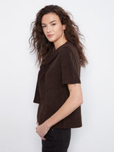 Load image into Gallery viewer, Short Sleeve Sweater With Sleeve Detail in Coffee
