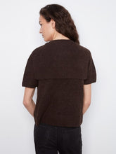 Load image into Gallery viewer, Short Sleeve Sweater With Sleeve Detail in Coffee
