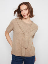 Load image into Gallery viewer, Short Sleeve Sweater With Sleeve Detail in Truffle

