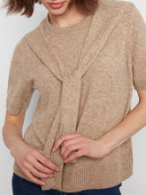 Load image into Gallery viewer, Short Sleeve Sweater With Sleeve Detail in Truffle
