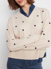 Load image into Gallery viewer, H. Oat Layered Shirt Sweater With Embroidered Hearts
