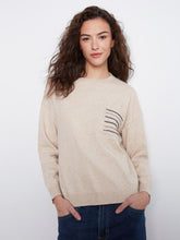 Load image into Gallery viewer, H. Almond Sequin Pocket Crew Neck Sweater
