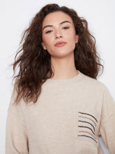 Load image into Gallery viewer, H. Almond Sequin Pocket Crew Neck Sweater
