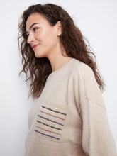 Load image into Gallery viewer, H. Almond Sequin Pocket Crew Neck Sweater
