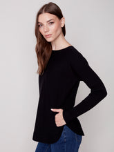 Load image into Gallery viewer, Black Knit Sweater with Back Lace-up Detail
