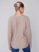 Load image into Gallery viewer, Truffle Knit Sweater with Back Lace-Up Detail
