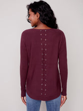 Load image into Gallery viewer, Burgundy Knit Sweater with Back Lace-Up Detail

