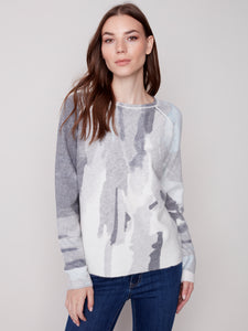 Charcoal Reversible Printed Crew Neck Sweater