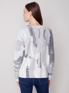 Charcoal Reversible Printed Crew Neck Sweater