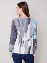 Load image into Gallery viewer, Charcoal Reversible Printed Crew Neck Sweater
