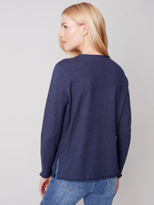 Essential V-Neck Sweater In Denim Blue