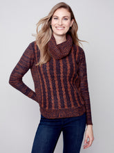 Load image into Gallery viewer, CB- Cinnamon Two Tone Cable Knit Turtleneck Sweater
