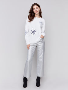 Ecru Embroidered Snowflake Sweater