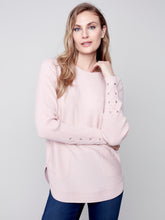 Load image into Gallery viewer, CB- Powder Knit Sweater With Lace Up Cuffs
