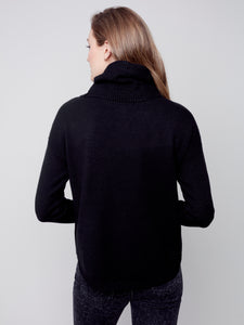 Black Sweater With Removable Scarf
