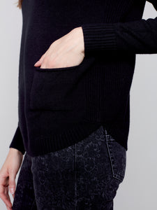 Black Sweater With Removable Scarf