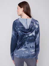 Load image into Gallery viewer, Denim Blue Hooded Sweater with Graffiti Print
