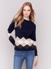 Load image into Gallery viewer, Marine Jacquard Knit Argyle Sweater
