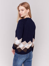 Load image into Gallery viewer, Marine Jacquard Knit Argyle Sweater
