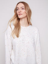 Load image into Gallery viewer, Ecru Braided Love Crew Neck Sweater
