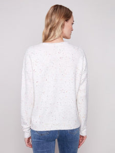 Ecru Braided Love Crew Neck Sweater