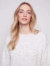 Load image into Gallery viewer, Ecru Braided Love Crew Neck Sweater
