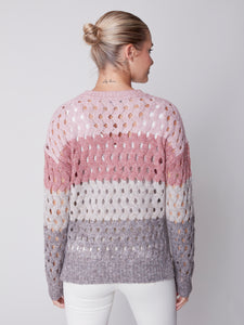 CB- Blushing Open Wavy Stitch Knit Sweater