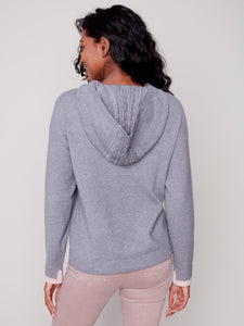 Grey Hoodie With Cable Knit Pockets