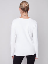 Load image into Gallery viewer, Cream V-Neck Sweater With Grommet Hem
