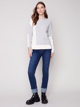 Load image into Gallery viewer, Grey Color Block Sweater with Lacing Details

