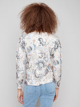Load image into Gallery viewer, Holland Printed Plush Knit V-Neck Sweater
