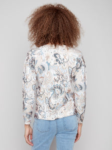 Holland Printed Plush Knit V-Neck Sweater