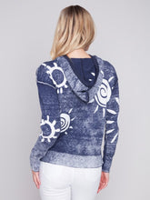 Load image into Gallery viewer, Navy Reverse Printed Hoodie Sweater
